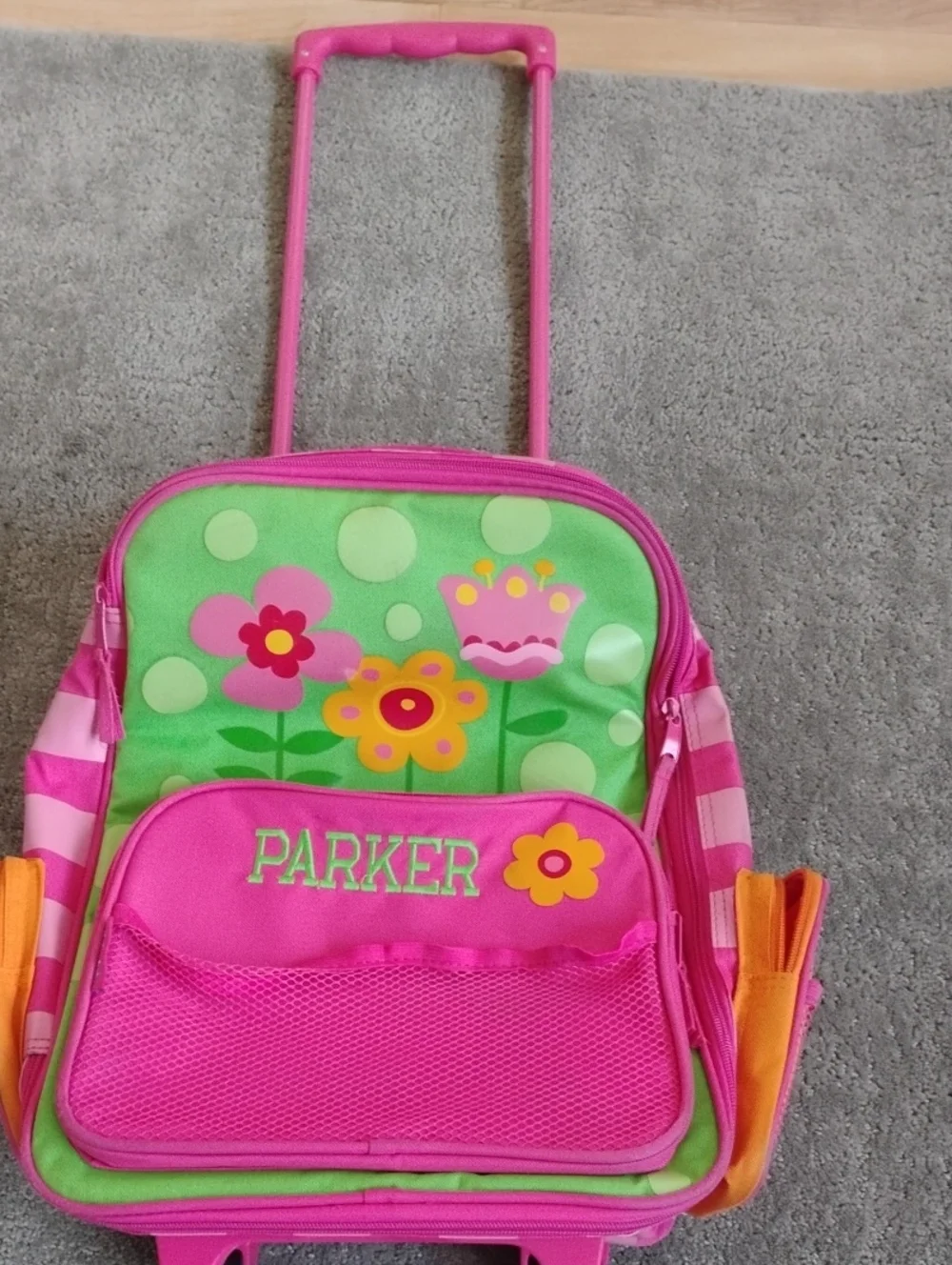 Stephen Joseph Green Floral Rolling Backpack - Personalized Parker